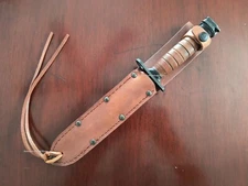 WWII Replica M4Carbine Knife/Bayo + Ontario Leather Scabbard Sheath OKC NEW