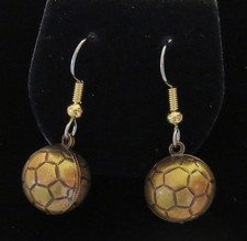 Soccer Ball Earrings Antiqued Brass 3D Soccer Mom Fully Demential FIFA