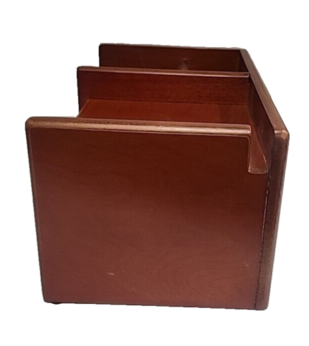Rolodex Wood Desk Organizer Cell Phone Mahogany Finish 10 x 6 x 5 Inch - Picture 3 of 4