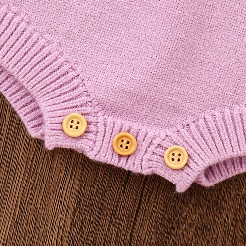 Pagliaccetto in maglia tinta unita ricamo lettere ricamo fiori bambina dolce - Foto 19 di 38
