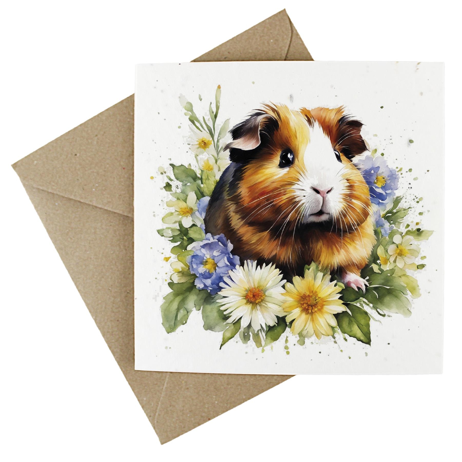 Wildflower Plantable Eco-Friendly Pets Greetings Card - Floral Guinea Pig Card