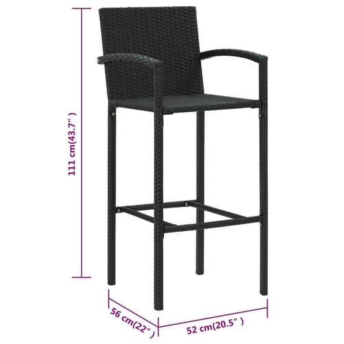 4x Black Poly Rattan Bar Stools Set Kitchen Dining Counter Chairs Barstool - Picture 8 of 9