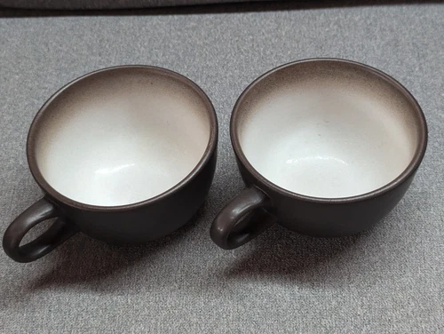 Vintage Early Edith Heath Ceramics Art Pottery Coffee Mug Set Of 2 Brown