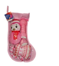 Vibrant Life Holiday Christmas 5 Piece Dog Pet Toy Stocking Gift Set, Pink