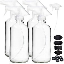Youngever 4 Pack Empty Glass Spray Bottle, 16 Ounce DWK159black sprayers and cap