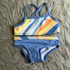 Wonder Nation Swimsuit Baby Girls Size 18 Months Blue Two Piece Swimwear