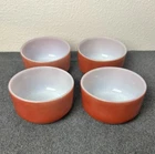 Set Of 4 Vintage Anchor Hocking Fire-King Red Orange Milk Glass Stackable Bowls