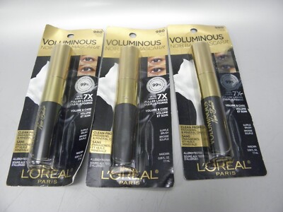 3-COUNT L'OREAL VOLUMINOUS NOIR BALM MASCARA 980 BLACK FULLER LASHES