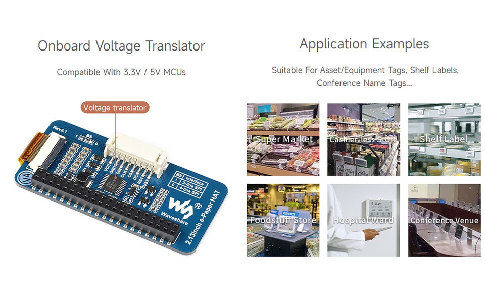 Waveshare 2.13inch e-Paper display HAT for Raspberry Pi 212x104 SPI | eBay