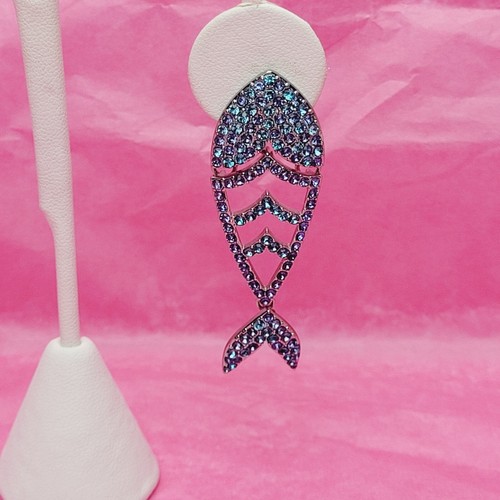 INC International Concepts Crystal Rhinestones Blue Fish Earrings Brand New - Picture 8 of 8
