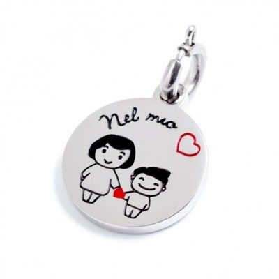 Ciondolo Festa Mamma E Figlio Bimbo Cuore Rosso Tienimi Per Mano Acciaio Marlu Ebay