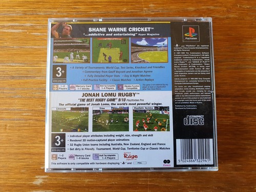 Shane Warne Cricket '99 & Jonah Lomu Rugby - Playstation 1 PS1 Double Case RARE - Picture 5 of 9