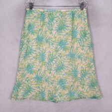 Vtg 90s Cynthia Howie Maggy Boutique Green Floral Silk Flowy Women Skirt Size 12