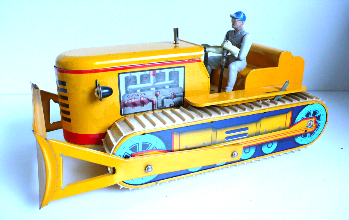 RARE JOUET EN tôle Bulldozer électrique origine URSS CCCP (pas Joustra