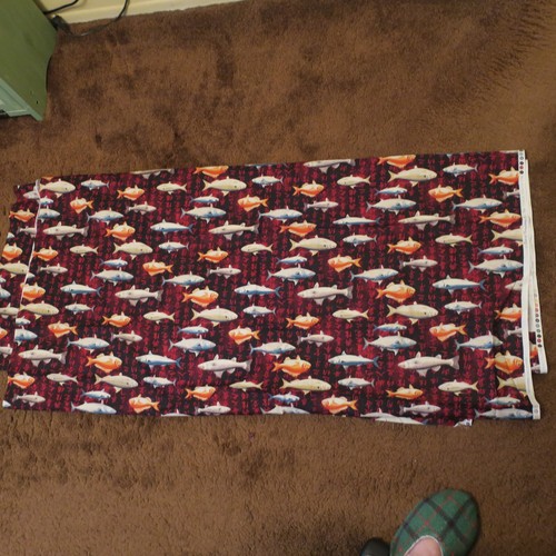 Fish w Asian Theme Fabric 4 yards Robert Kaufman - Bay Shore Collection - Picture 2 of 4