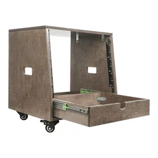 Sound Town 8U DIY Slanted Studio Rack 2U Drawer Plywood Casters (SDRK-8TBD2)