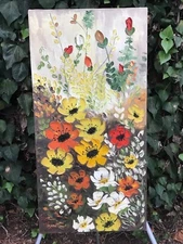 JERRI Original 1973 MODERN GROOVY FUNKY MidCentury Abstract Impasto Oil & Canvas