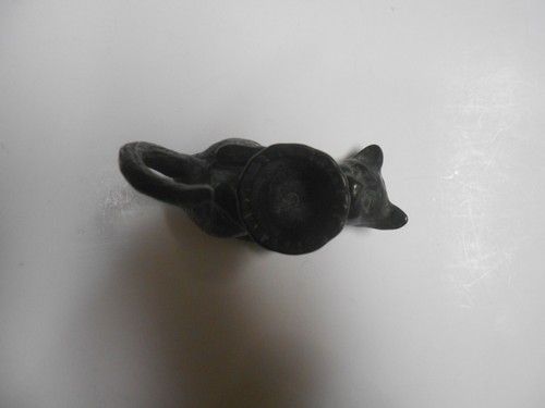 Candelabro SPI Cat Kitten San Pacific Int'l Metal Bronce Verde Verdigris 4" - Imagen 6 de 10