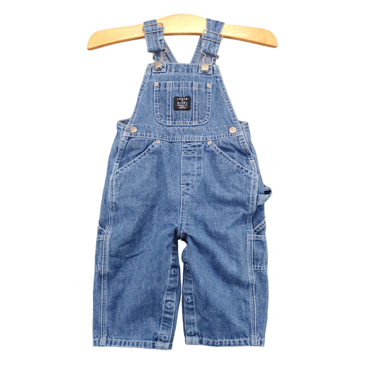 Lakin McKey Toddler Denim Bib Overalls Blue 18M Buckle Carpenter