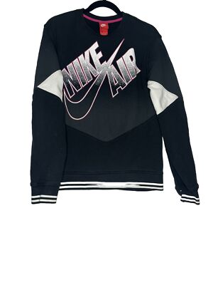 Vintage Nike Air Crew Neck Sweatshirt Sz M Black Pink Spellout Red Tag 90s
