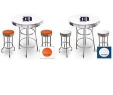 MLB Bar Table Set White and Chrome Finish Team Logo Decal Man Cave or Game Room 