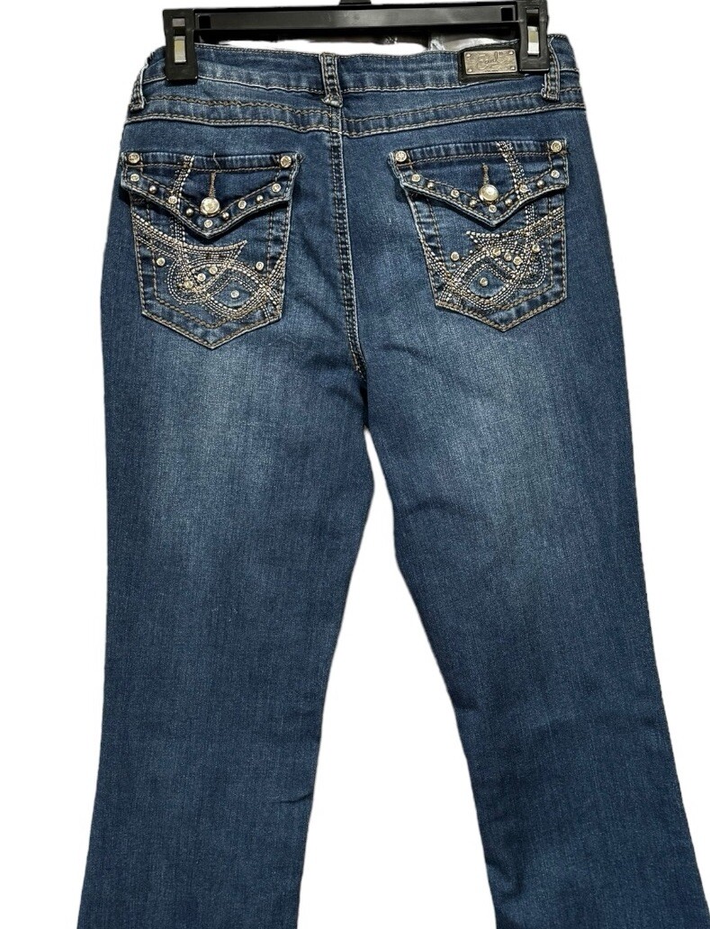 EARL WOMENS JEANS Sz 4 Bootcut Stretch Denim Jeans Bling