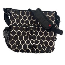 Skip Hop Canvas Diaper Bag Tote Adjustable Shoulder Strap Brown Black Geometric