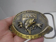 B.A.S.S. BASSMASTERS Bass Anglers Sportsman Society LIFE MEMBER BELT BUCKLE 00's