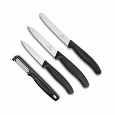 VICTORINOX Küchenset 4tlg. Gemüsemesser Allzweckmesser Messer Schäler / schwarz
