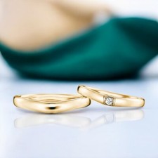 Fascia di fidanzamento per coppie in oro giallo 14 kt con diamanti naturali t...