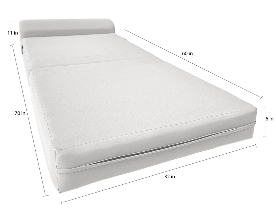 Silla Cama Plegable Camas de Espuma, Cama Plegable Portátil 6 x32x70 Blanca Foto 4 de 4