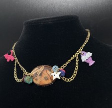 Choker Necklace Amanda Palmer Inspired Pink Cat Ice Cream Stars Buttons Golden