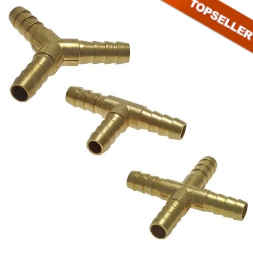 Schlauchverbinder aus Messing, PN 16, Druckluft, Luft, Y-Stück, T-Stück, Kreuz