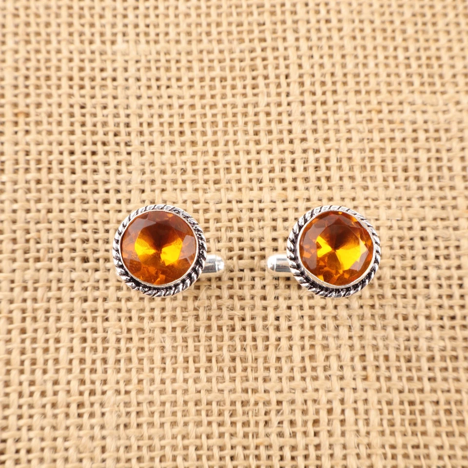 Gemelos de plata de ley 925 genuina verde amatista hermanos regalo aniversario Foto 3 de 4