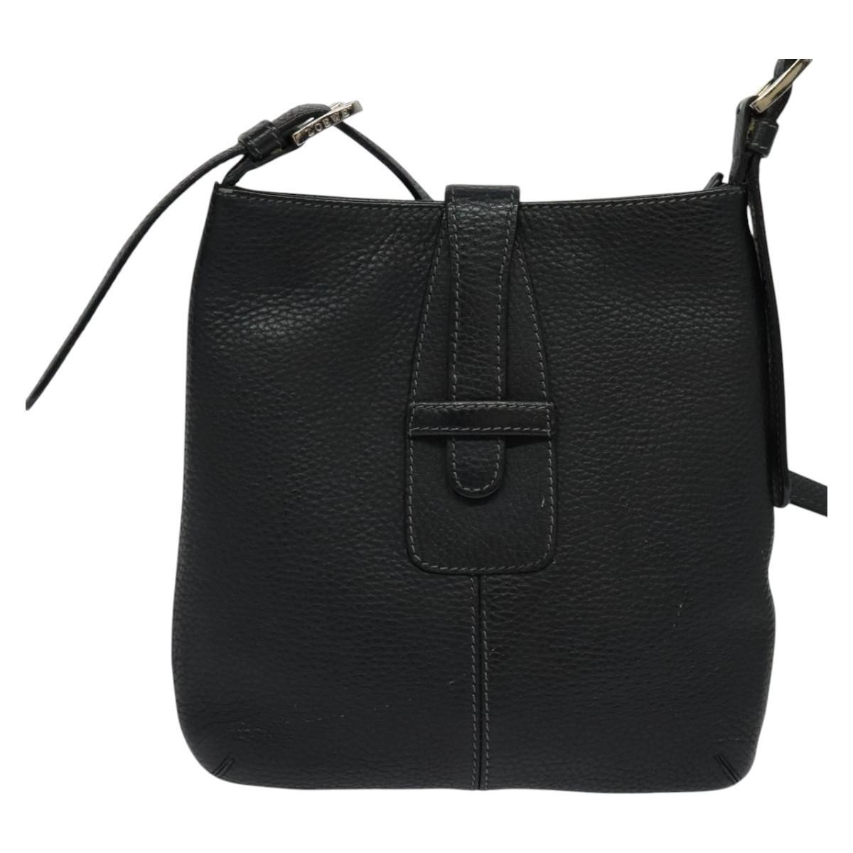 LOEWE Shoulder Bag Leather Black Auth 114108 | eBay