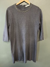 Zara Charcoal Gray Knit A-line Midi Dress Women Size Medium