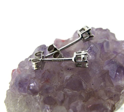 .15 ct tw Diamonds Round Cut 14k White Gold Butterfly Backs Stud Earrings - Picture 5 of 5