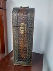Wooden Crocodile Skin Wine Bottle Holder Gift Box with Handle