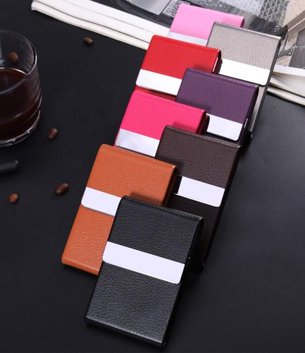 PU Leather Metal Business Card Holder Name Card Holder Case with Magnetic Shut - Bild 5 von 6