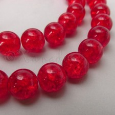 Red Wholesale 10mm Round Crackle Glass Beads G4181 - 20, 50 Or 100PCs
