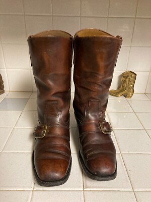 Vintage Brown Leather Engineer Boots 1960's Dingo Style Biker