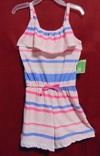 Pink and Lilac Stripe Romper Girls Size 4 Summer Fun NEW With TAG