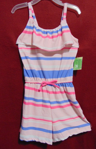 Pink and Lilac Stripe Romper Girls Size 6X Summer Fun! NEW With TAG! - Afbeelding 1 van 5