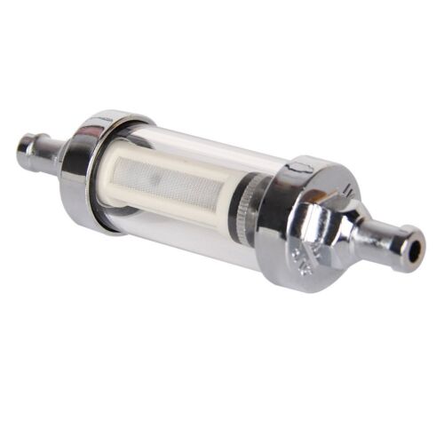 5/16" Universal Chrome Glass Clearview Fuel Filter Petrol Diesel Inline Reusable - Picture 12 of 15