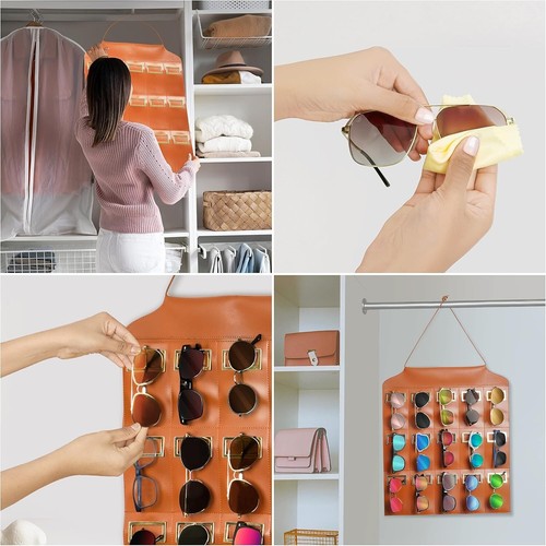 FNG8 Brown Hanging Sunglass Organiser - 15-Slot Wall - Sunglass Holder - Picture 3 of 11
