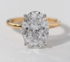 4.30CT Oval Cut Lab Grown Diamond Hidden Halo Wedding Ring 14k Multi-Tone Gold