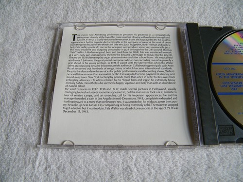 LOUIS ARMSTRONG - In the Thirties / FATS WALLER - 1943 - CD FORLANE - 1988 Jazz - Picture 5 of 7