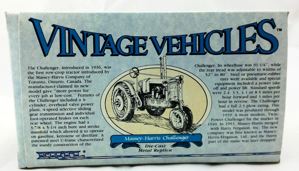 ERTL 1985 Vintage Vehicle Massey-Harris Challenger 1:43 Scale 2511-1HEO - Image 3 of 4