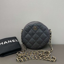Chanel Round Mini Flap Bag Mermaid Iridescent Caviar Gold CC Chain