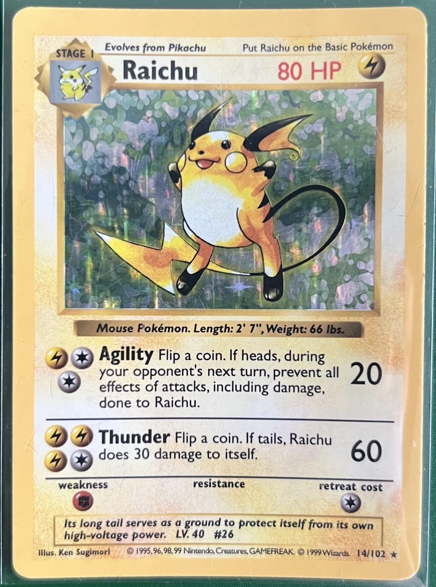 Raichu Pokémon TCG Shadowless Individual Collectible Card Game
